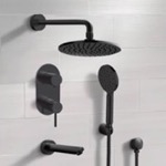Remer TSH70 Matte Black Tub and Shower System With 8